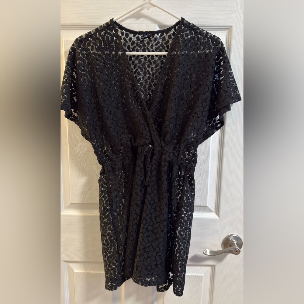 Black lace swim cover up